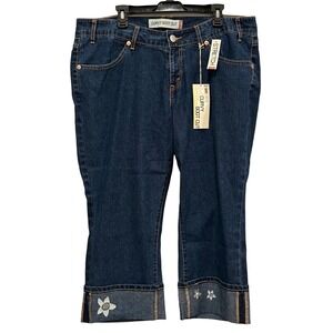 Levi's 528 Women's Curvy Boot Cut Capri Jeans Embellished Floral Stretch Size 19